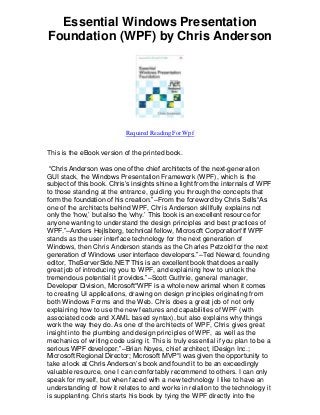 Essential windows presentation foundation wpf by chris anderson where ...