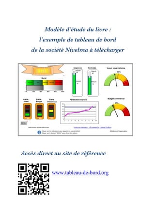 Modèle d’étude du livre :
l’exemple de tableau de bord
de la société Nivelma à télécharger
Accès direct au site de référence
www.tableau-de-bord.org
 
