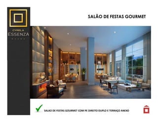 SALÃO DE FESTAS GOURMET
SALAO DE FESTAS GOURMET COM PE DIREITO DUPLO E TERRAÇO ANEXO
 
