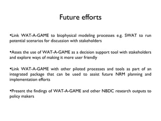 WAT-A-GAME for participatory NRM planning: Fogera case study