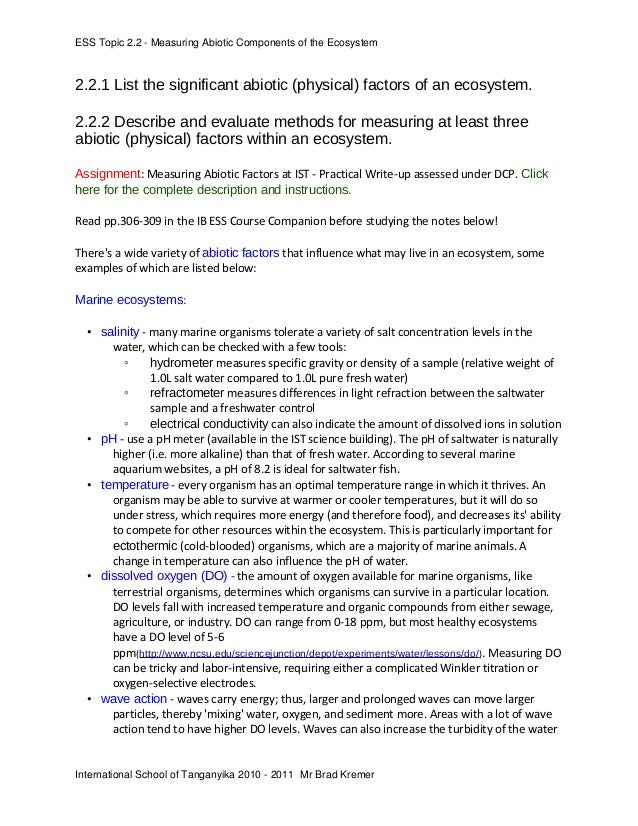 Ess Topic 2 2 Measuring Abiotic Components Of The Ecosystem
