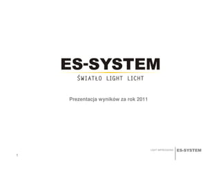 ES-SYSTEMLIGHT IMPRESSIONS
Prezentacja wyników za rok 2011
1111
 