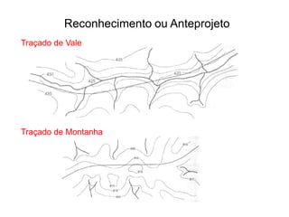 Reconhecimento ou Anteprojeto
Traçado de Vale
Traçado de Montanha
 