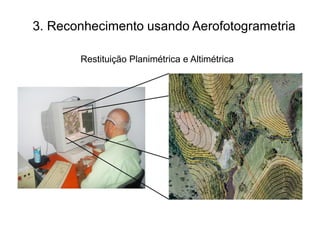 3. Reconhecimento usando Aerofotogrametria
Restituição Planimétrica e Altimétrica
 