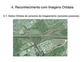 4. Reconhecimento com Imagens Orbitais
4.1- Dados Orbitais de sensores de imageamento (sensores passivos);
 