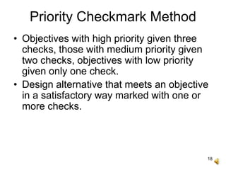 Objectives Check Mark EST 200, Evaluating Design Alternatives | PPT