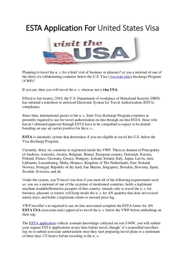 Esta Examples Esta Application Sample : US ESTA Tourist Visa Application – CHHDM