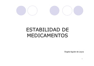 ESTABILIDAD DE
MEDICAMENTOS


            Ángela Aguilar de Leyva


                                1
 