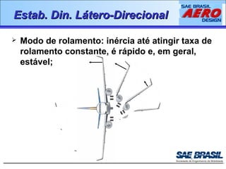 EEssttaabb.. DDiinn.. LLáátteerroo--DDiirreecciioonnaall 
 Modo de rolamento: inércia até atingir taxa de 
rolamento constante, é rápido e, em geral, 
estável; 
 