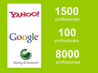 1500 profissionais 100 profissionais 8000 profissionais