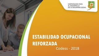 ESTABILIDAD OCUPACIONAL
REFORZADA
Codess - 2018
 