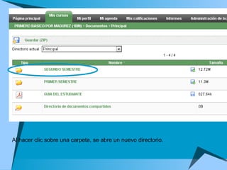 Al hacer clic sobre una carpeta, se abre un nuevo directorio.  