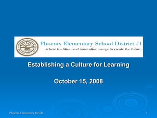 Establishing a Culture for Learning October 15, 2008 