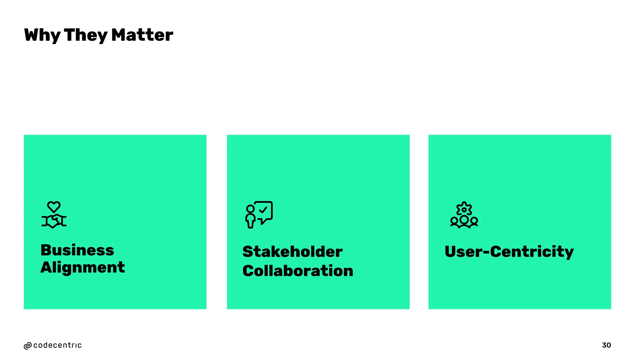 30
Business
Alignment
Stakeholder
Collaboration
User-Centricity
Why They Matter
 