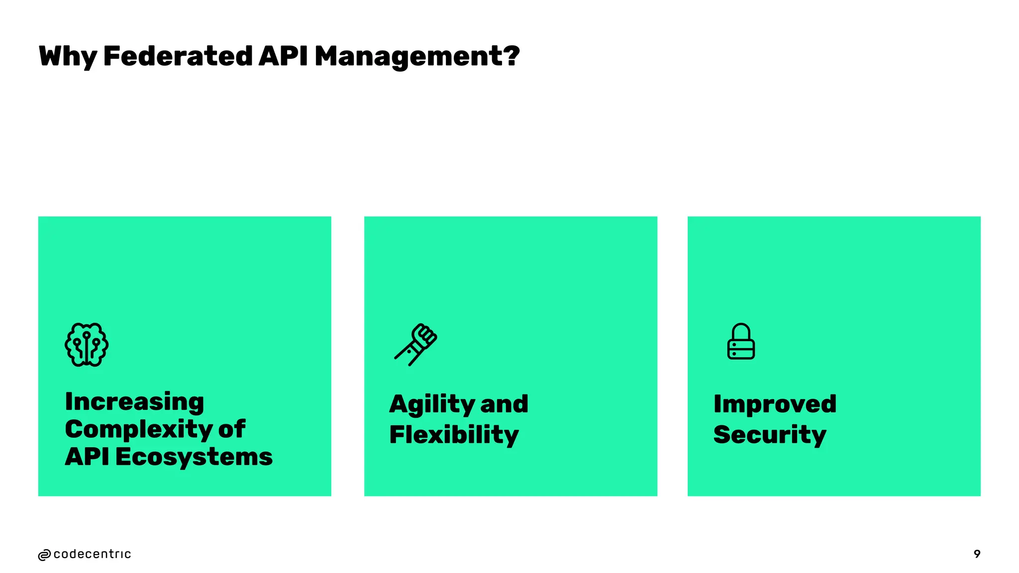 9
Increasing
Complexity of
API Ecosystems
Agility and
Flexibility
Improved
Security
Why Federated API Management?
 
