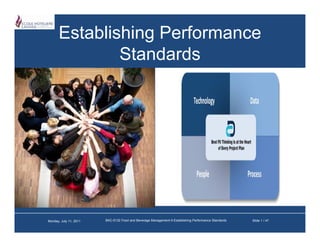 Establishing Performance
              Standards




Monday, July 11, 2011   BAC-5132 Food and Beverage Management-II-Establishing Performance Standards   Slide 1 / 47
 