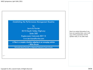 Establishing the performance measurement baseline (v4) 