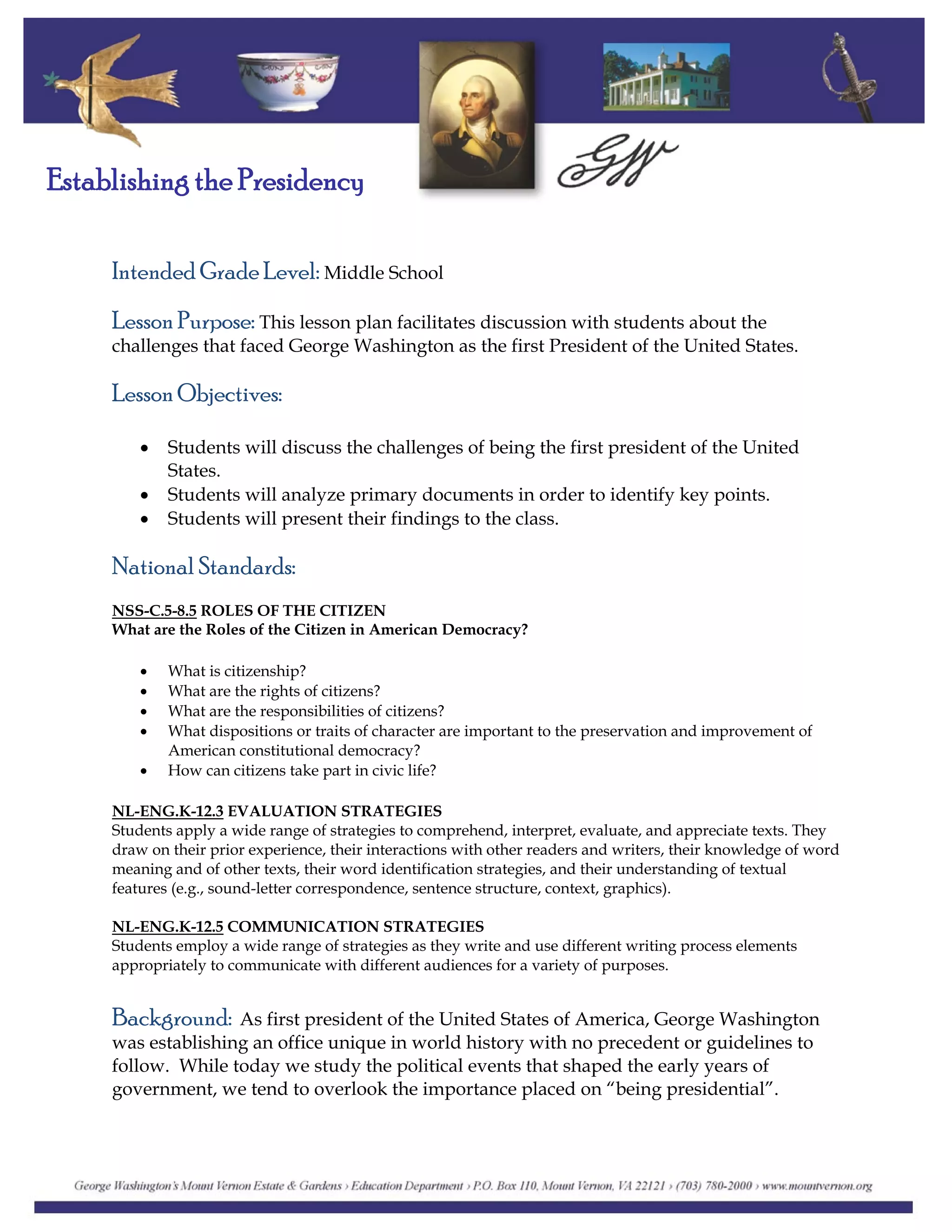 Establishing The Presidency | PDF