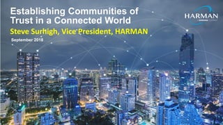 September 2018
Establishing Communities of
Trust in a Connected World
Steve Surhigh, Vice President, HARMAN
 