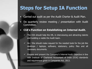 Steps for setting up Internal Audit Function / Department in Small ...
