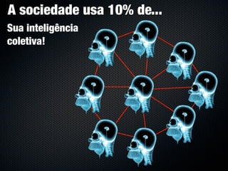 A sociedade usa 10% de...
Sua inteligência
coletiva!
 