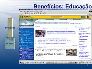 Benefícios: Educação OBJETIVO USUÁRIO EDUCAÇÃO 