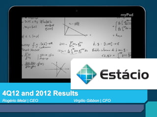 4Q12 and 2012 Results
Rogério Melzi | CEO   Virgílio Gibbon | CFO
 