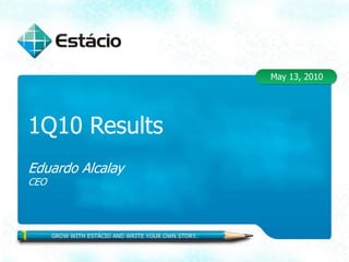 May 13, 2010




1Q10 Results
Eduardo Alcalay
CEO
 