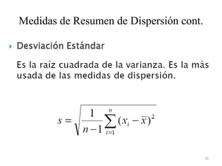 Medidas de Resumen de Dispersión cont.
50
 