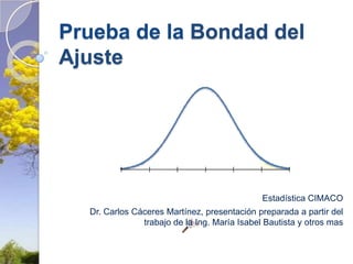 Prueba de la Bondad del Ajuste Estadística CIMACO Dr. Carlos Cáceres Martínez, presentación preparada a partir del trabajo de la Ing. María Isabel Bautista y otros mas 
