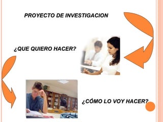 PROYECTO DE INVESTIGACION ¿QUE QUIERO HACER? ¿CÓMO LO VOY HACER? 