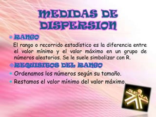 Medidas de tendencia centralAl describir grupos de observaciones, con frecuencia es conveniente resumir la información con un solo número. Este número que, para tal fin, suele situarse hacia el centro de la distribución de datos se denomina medida o parámetro de tendencia central o de centralización.Media (aritmética y geométrica)Media aritméticaLa medida de tendencia central mas obvia que se puede elegir, es el simple promedio de las observaciones del grupo, es decir el valor obtenido sumando las observaciones y dividiendo esta suma por el número de observaciones que hay en el grupo.En realidad hay muchas clases de promedios y ésta se la llama media aritmética para denotar la suma de un grupo de observaciones dividida por su número.