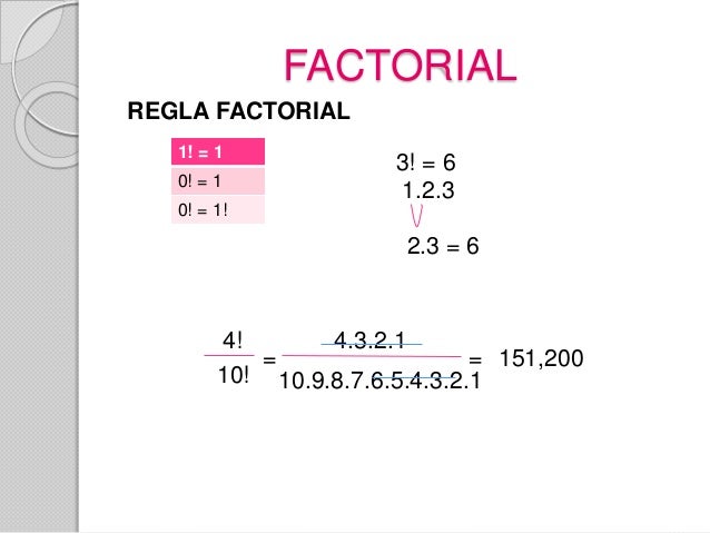 Resultado de imagen para regla factorial