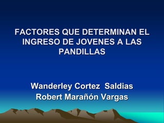 FACTORES QUE DETERMINAN EL
 INGRESO DE JOVENES A LAS
        PANDILLAS



   Wanderley Cortez Saldias
    Robert Marañón Vargas
 