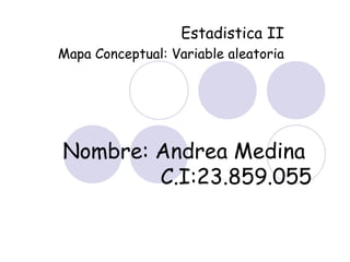 Nombre: Andrea Medina
C.I:23.859.055
Estadistica II
Mapa Conceptual: Variable aleatoria
 