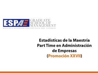 Estadísticas de la Maestría Part Time en Administración de Empresas (Promoción XXVII) 