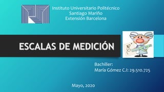 Instituto Universitario Politécnico
Santiago Mariño
Extensión Barcelona
Bachiller:
María Gómez C.I: 29.510.725
Mayo, 2020
 