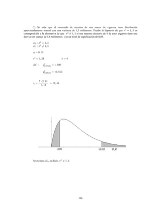34
Medidas de tendencia central y de dispersión
En todo análisis y/o interpretación se pueden utilizar diversas medidas descriptivas que
representan las propiedades de tendencia central, dispersión y forma para extraer y resumir las principales
características de los datos. Si se calculan a partir de una muestra de datos, se les denomina ; si
estadísticos
se les calcula a partir de una población se les denomina .
parámetros
Medidas de tendencia central
La mayor parte de los conjuntos de datos muestran una tendencia a agruparse alrededor de un
punto central y por lo general es posible elegir algún valor que describa todo un conjunto de datos. Un
valor típico descriptivo como ese es una medida de tendencia central o posición. Las medidas de
tendencia central a estudiar son: media aritmética, mediana y moda.
Media aritmética
La ( también denominada media ) es la medida de tendencia central que se
media aritmética
utiliza con mayor frecuencia. Se calcula sumando todas las observaciones de un conjunto de datos,
dividiendo después ese total entre el número total de elementos involucrados.
La media aritmética de un conjunto de valores se define como el cuociente entre la
% Á % Á ÀÀÀÁ %
 
suma de los valores y el número de ellos. Su símbolo es si la media aritmética es de una muestra y si la
% 
media aritmética es de una población.
a) Para datos no agrupados:
Media muestral: % ~ ~  ~
% b % b ÀÀÀ b % %

 
 ~ 

  
 ; tamaño de la muestra
Media poblacional: ; tamaño de la población
 ~ ~ 5 ~
% b % b ÀÀÀ b % %
5 5
 ~ 
  5 
5

Ejemplo Calcular la media aritmética de los siguientes datos relacionados con las notas de test en
¢
Estadística obtenidas por un cierto alumno:
	Á  