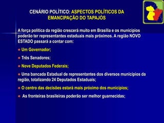 NOVO ESTADO: POPULAÇÃO DO TAPAJÓS EM RELAÇÃO AOS ESTADOS DA AMAZÔNIA (DADOS DE 2004)