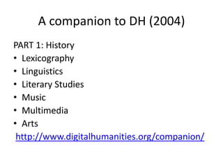 Estado arte de las Humanidades Digitales. Algunos proyectos de investigación