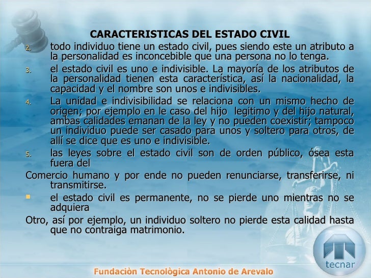 Estado civil de las personas Estado civil de las personas
