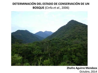 DETERMINACIÓN DEL ESTADO DE CONSERVACIÓN DE UN BOSQUE (Cinfa et al., 2006) 
Zhofre Aguirre Mendoza 
Octubre, 2014  