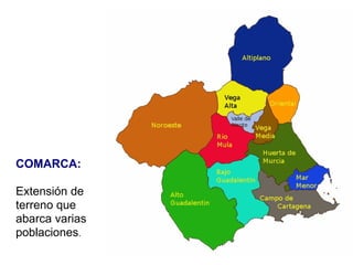 COMARCA: Extensión de terreno que abarca varias poblaciones . 
