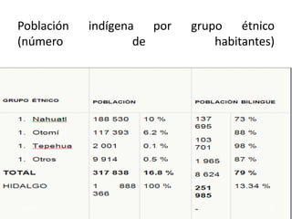 Población    indígena   por   grupo    étnico
(número              de           habitantes)




01/04/2013                                  16
 