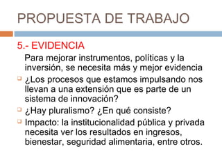 Estado de la extensión y servicios de asesoramiento francisco aguirre