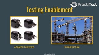 © PractiTest 2019
Testing Enablement
Adapted Testware Infrastructure
 