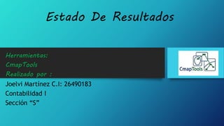 Estado De Resultados
Herramientas:
CmapTools
Realizado por :
Joelvi Martínez C.I: 26490183
Contabilidad I
Sección “S”
 