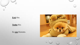 Está frio.
Tenho frio.
Eu sou friorento.
 