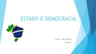 ESTADO E DEMOCRACIA
3 ANO – SOCIOLOGIA
AULA 01
 