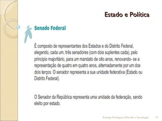 Estado e Política  Rodrigo Rodrigues (Filosofia e Sociologia)  